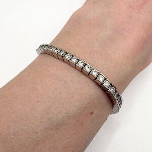 Premier Designs Cubic Zirconia Tennis Bracelet Silver Tone Adjustable